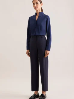 Seidensticker Damen Kelchkragenbluse - Slim Fit in marine