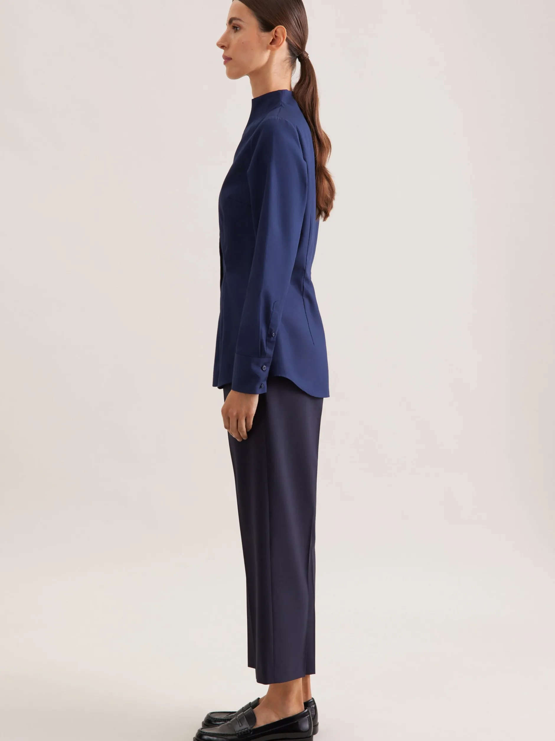 Seidensticker Damen Kelchkragenbluse - Slim Fit in marine