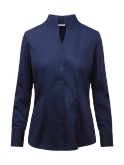 Seidensticker Damen Kelchkragenbluse - Slim Fit in marine
