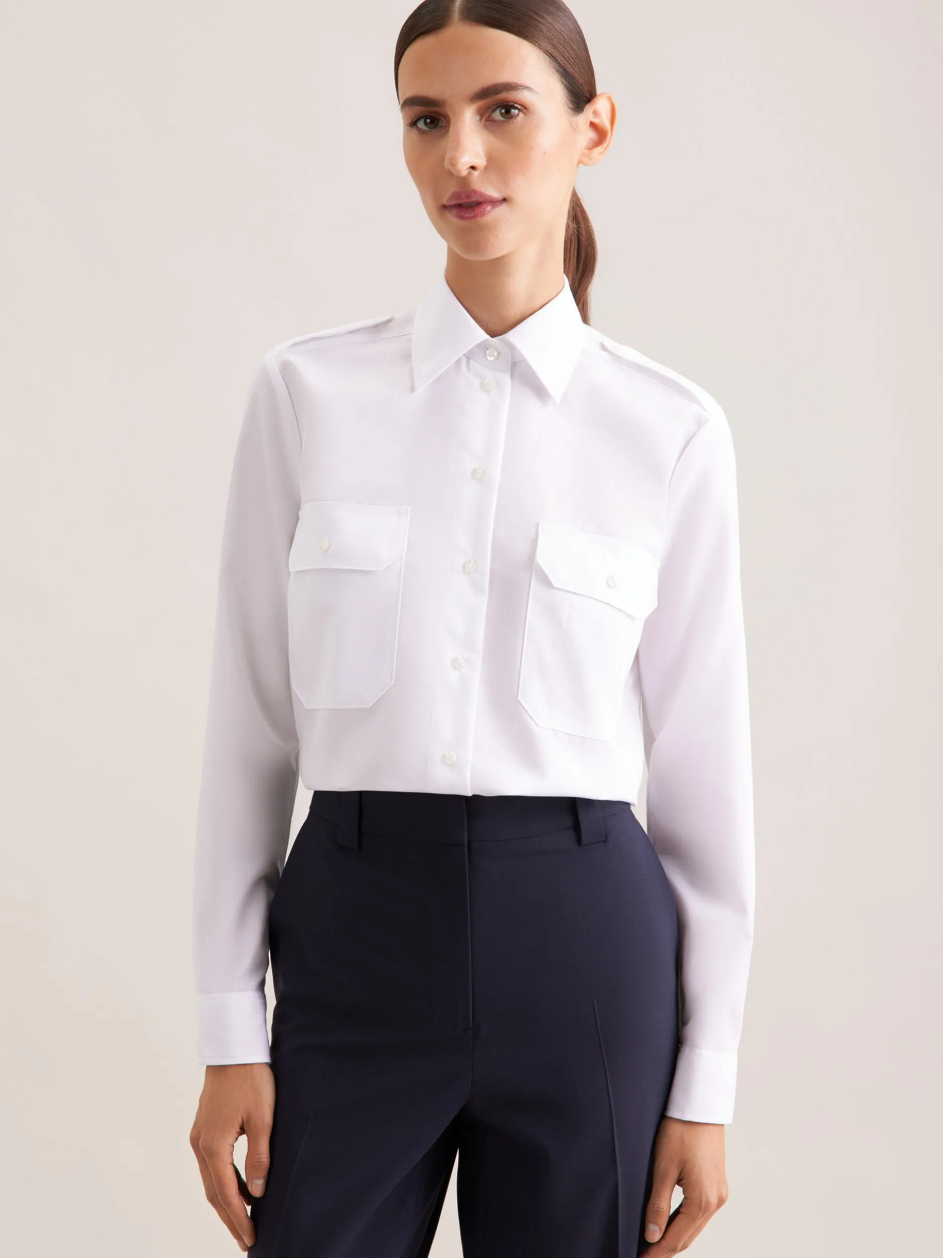 Seidensticker Damen Pilotenbluse - Slim Fit in weiß