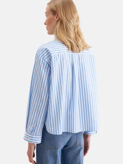Seidensticker Damen Stehkragenbluse - Oversized Fit in blau