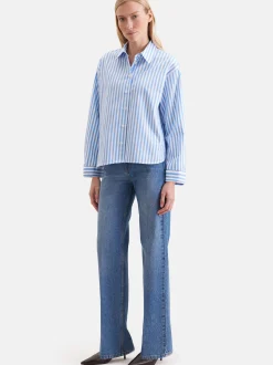 Seidensticker Damen Stehkragenbluse - Oversized Fit in blau