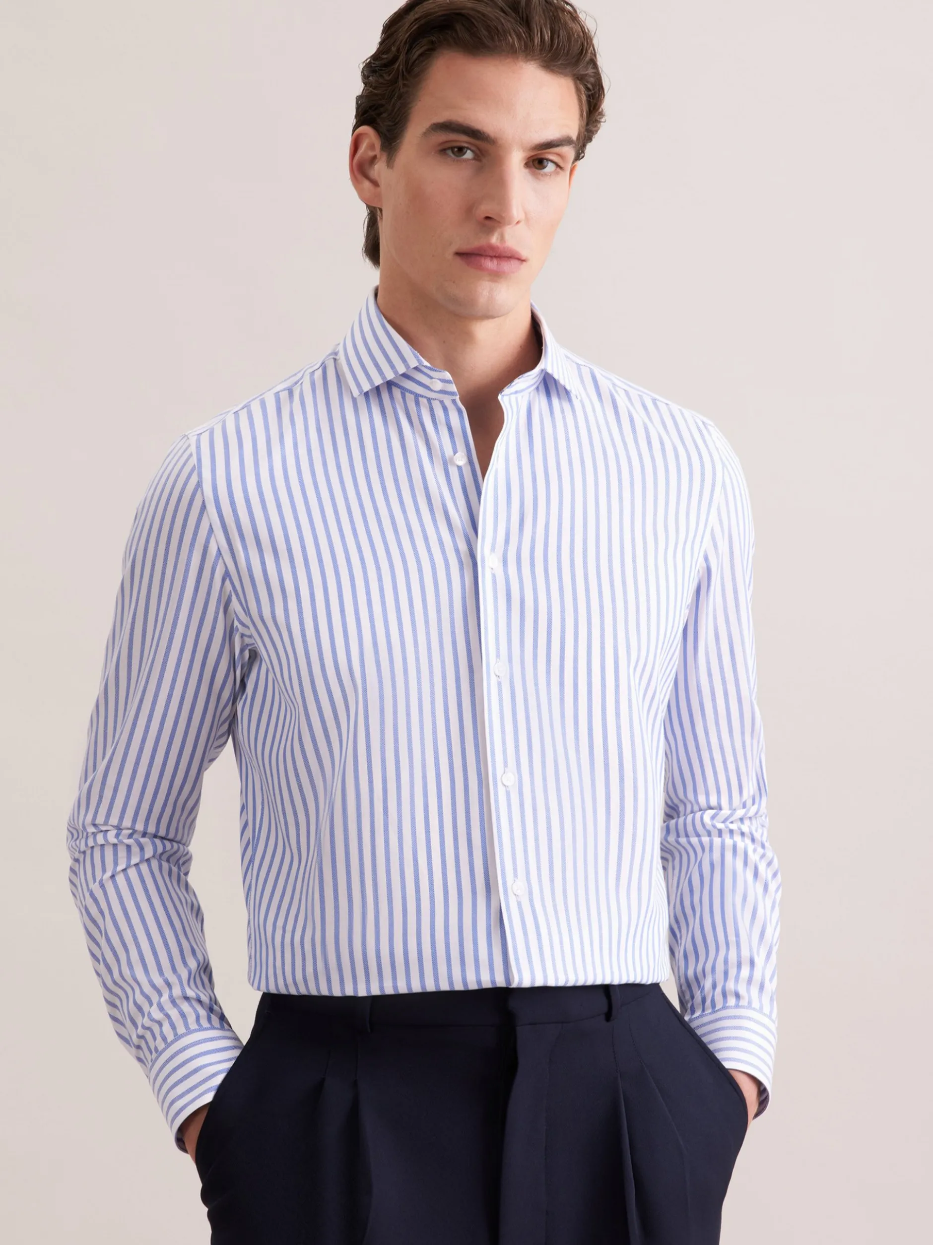 Seidensticker Herren Business Hemd - Slim Fit in weiß blau