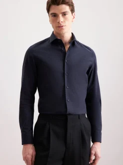 Seidensticker Herren Flanellhemd - Slim Fit in blau