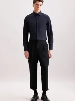 Seidensticker Herren Flanellhemd - Slim Fit in blau