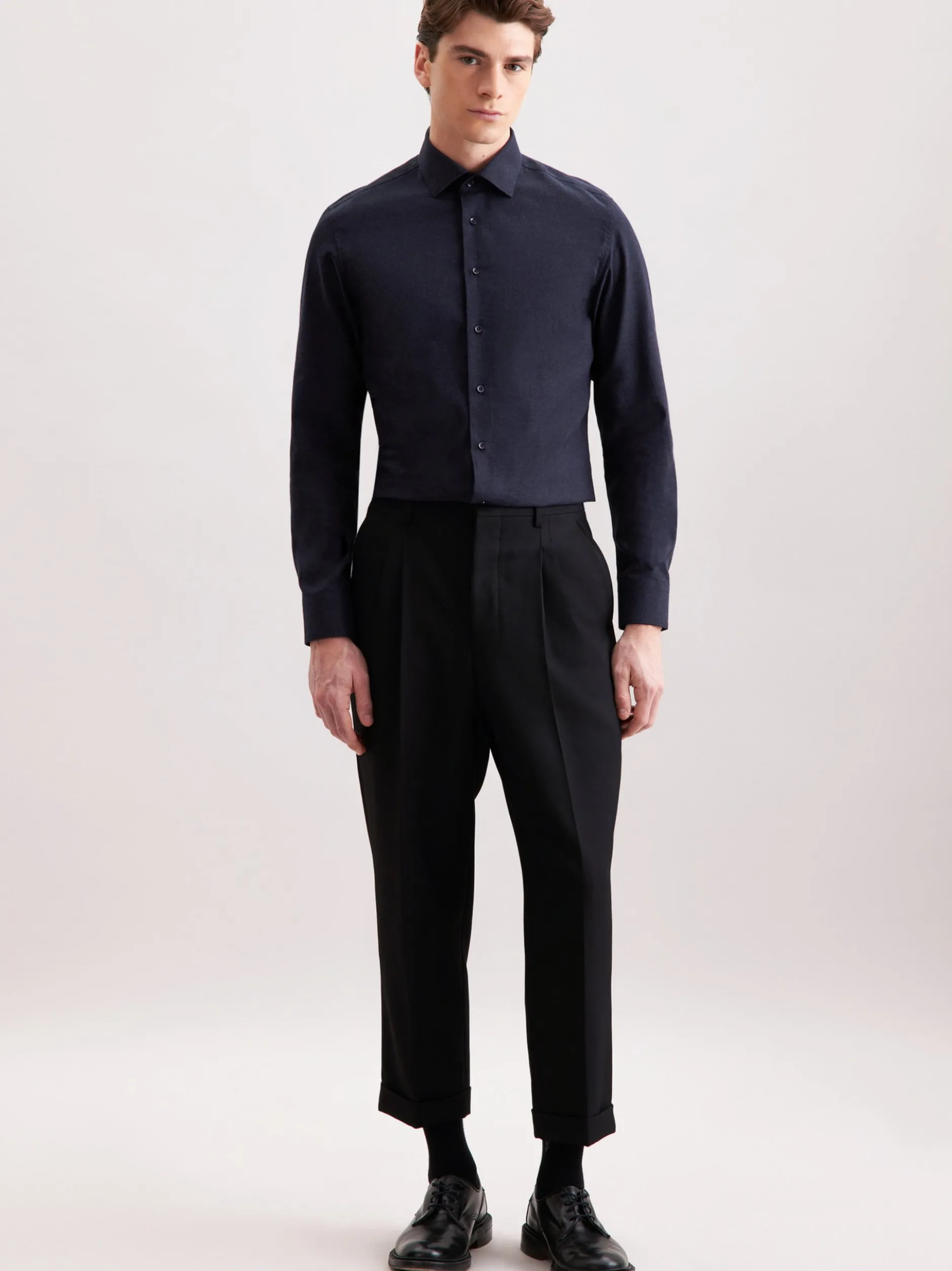 Seidensticker Herren Flanellhemd - Slim Fit in blau