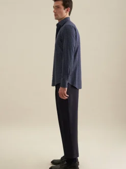 Seidensticker Herren Flanellhemd - Slim Fit in blau