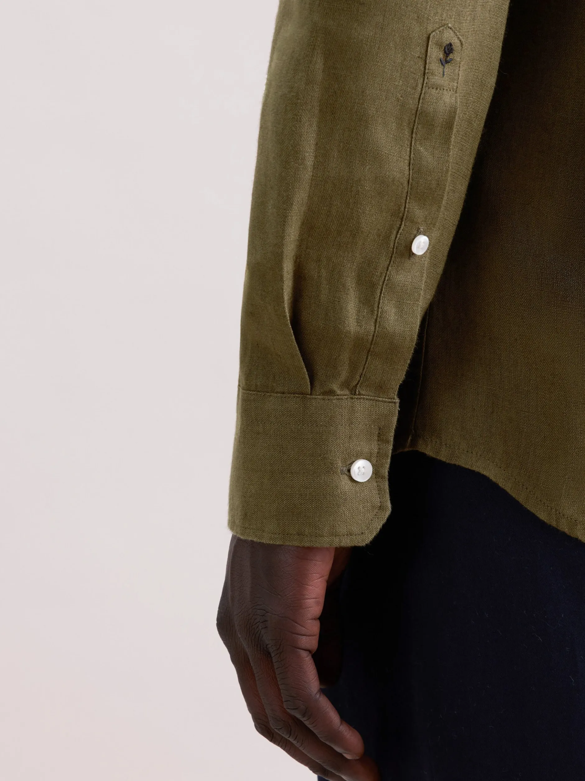 Seidensticker Herren Leinenhemd - Regular Fit in oliv
