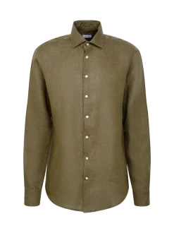 Seidensticker Herren Leinenhemd - Regular Fit in oliv