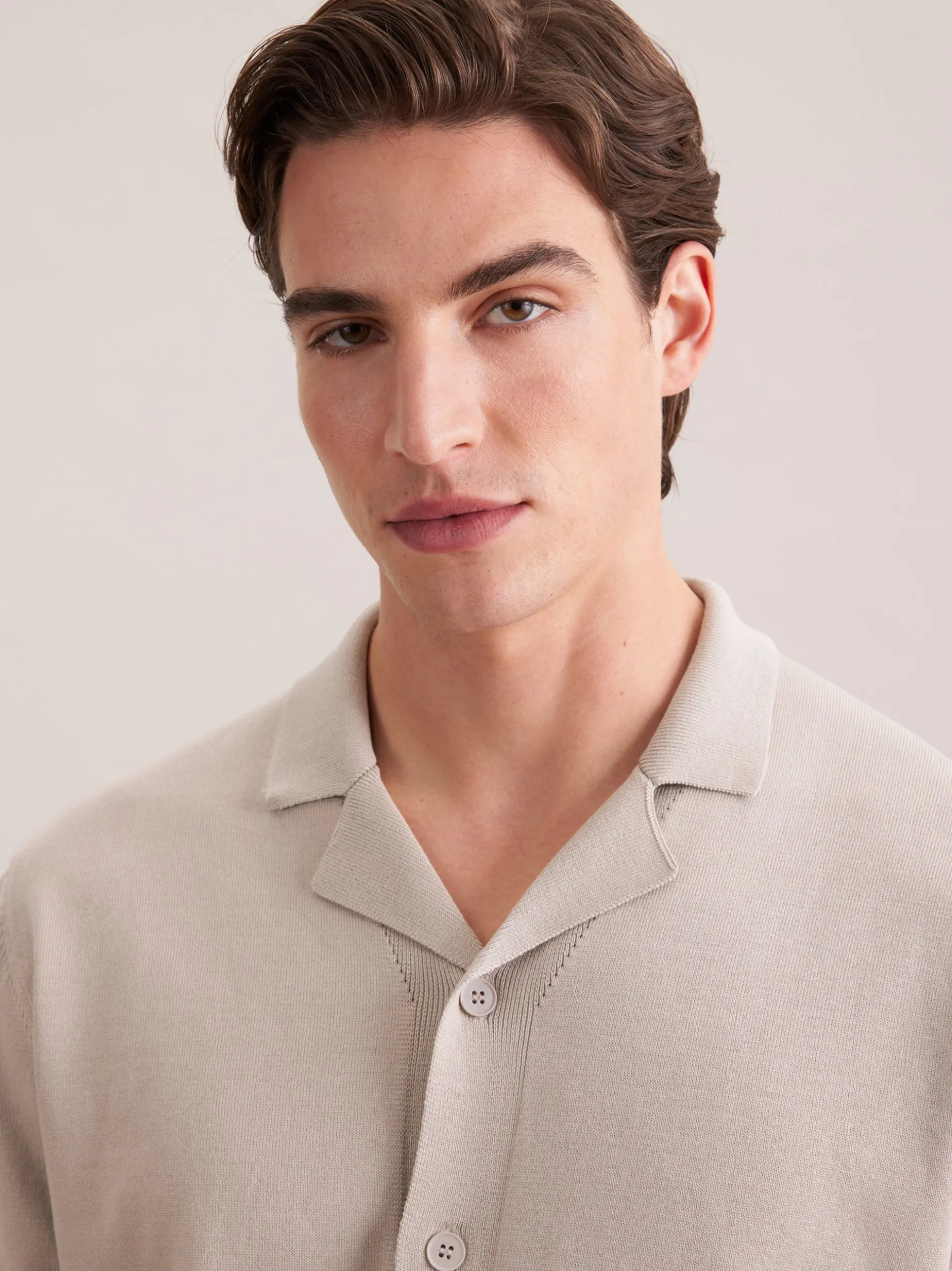Seidensticker Herren Strick Resort Hemd - Regular Fit in beige