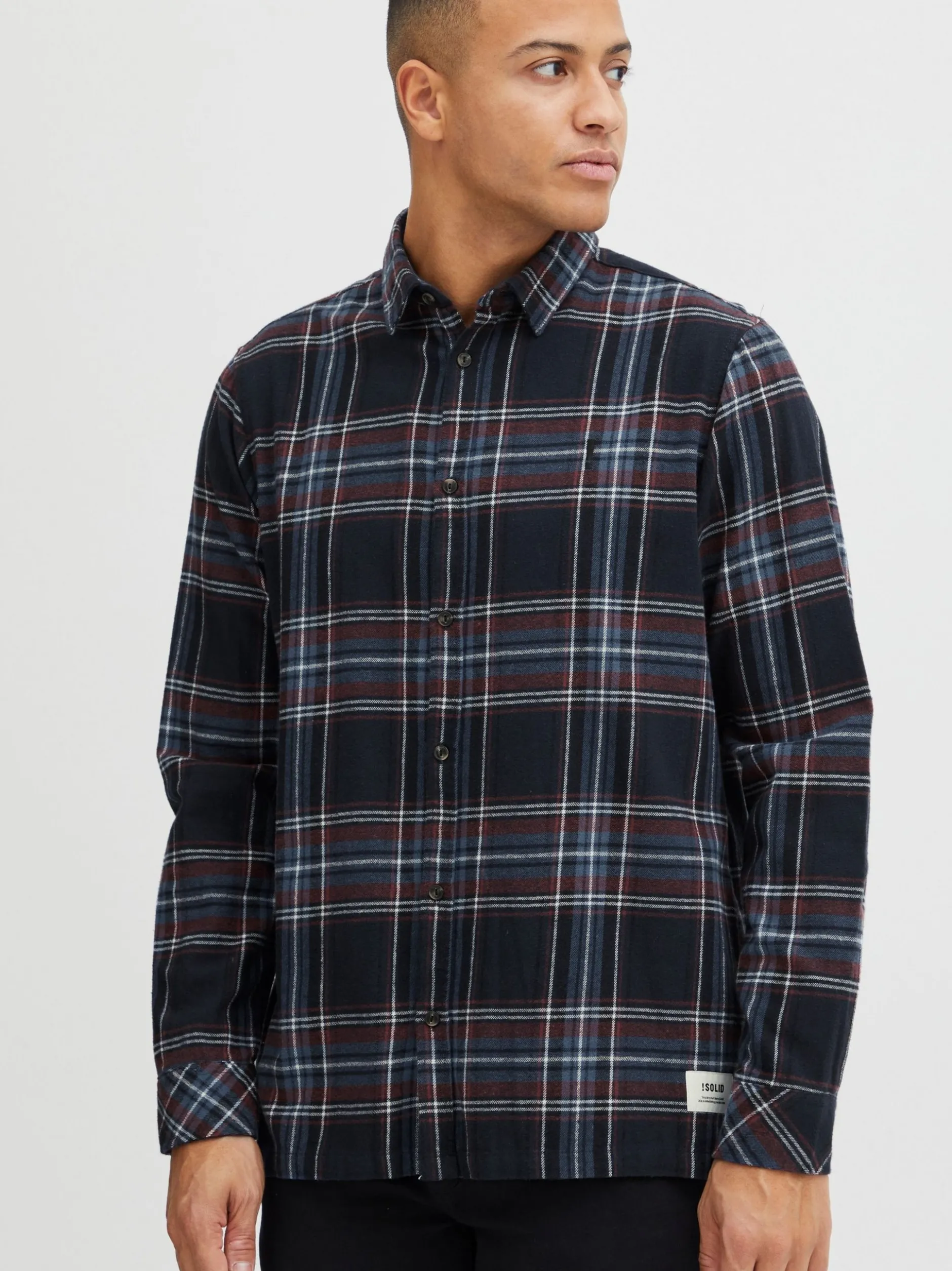 Solid Herren Langarmhemd - SDDanar in marine