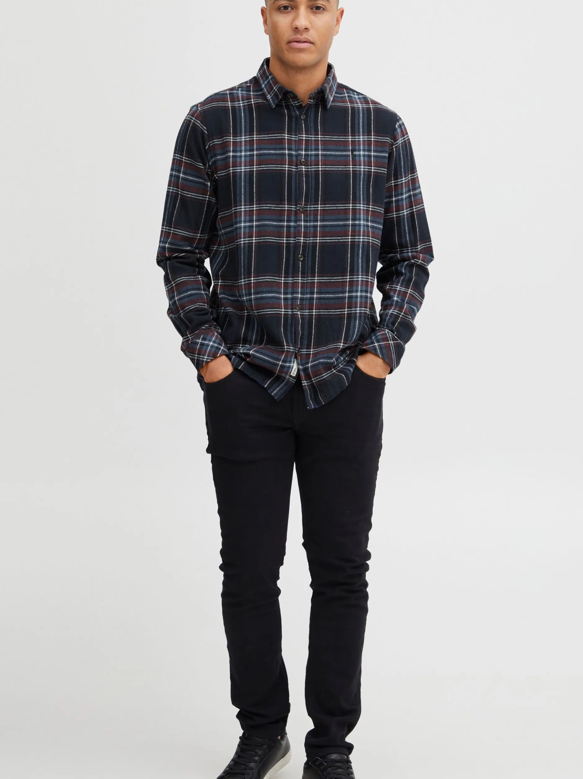 Solid Herren Langarmhemd - SDDanar in marine