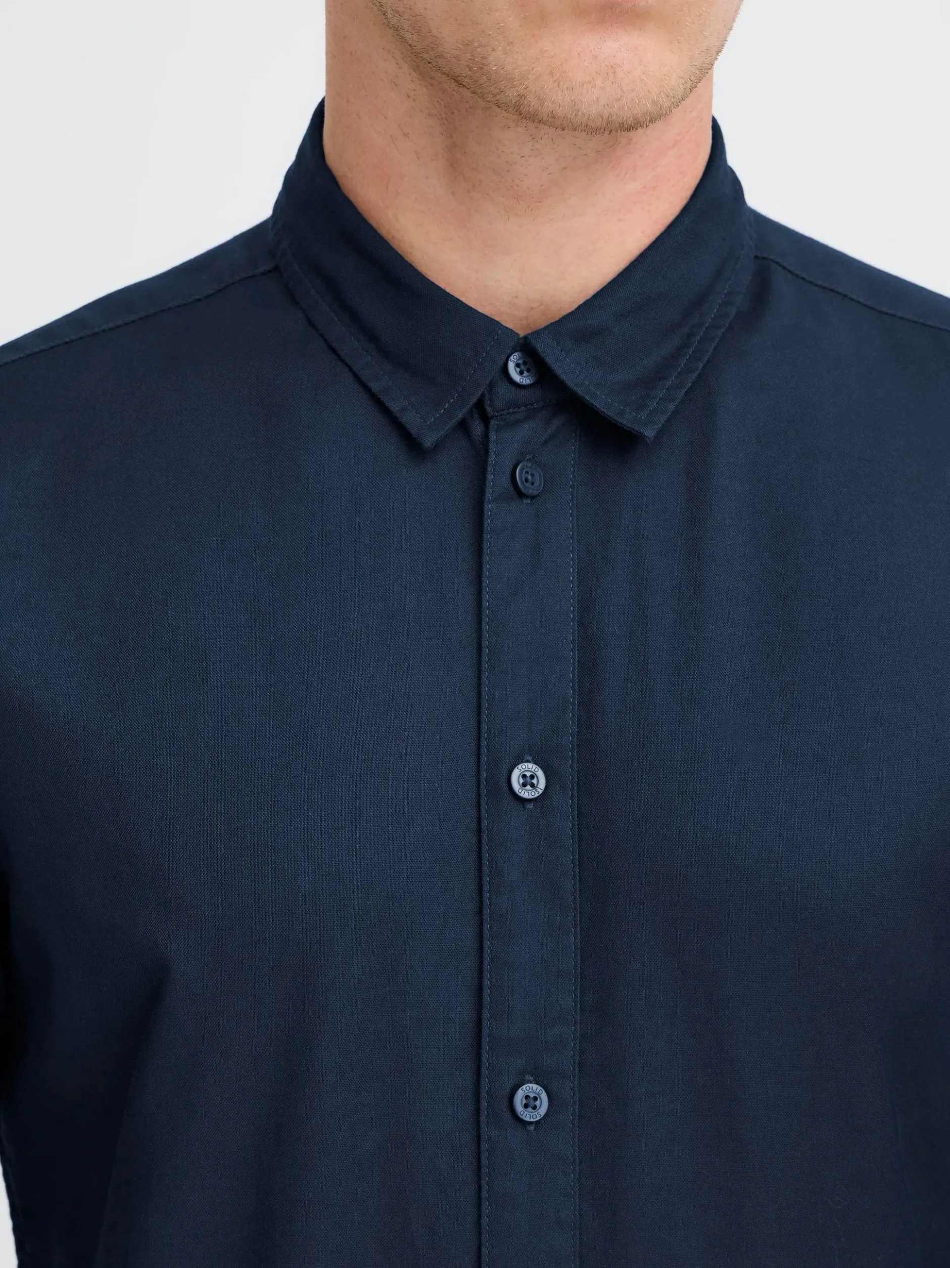 Solid Herren Langarmhemd - SDOlmin in blau