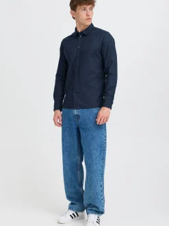 Solid Herren Langarmhemd - SDOlmin in blau