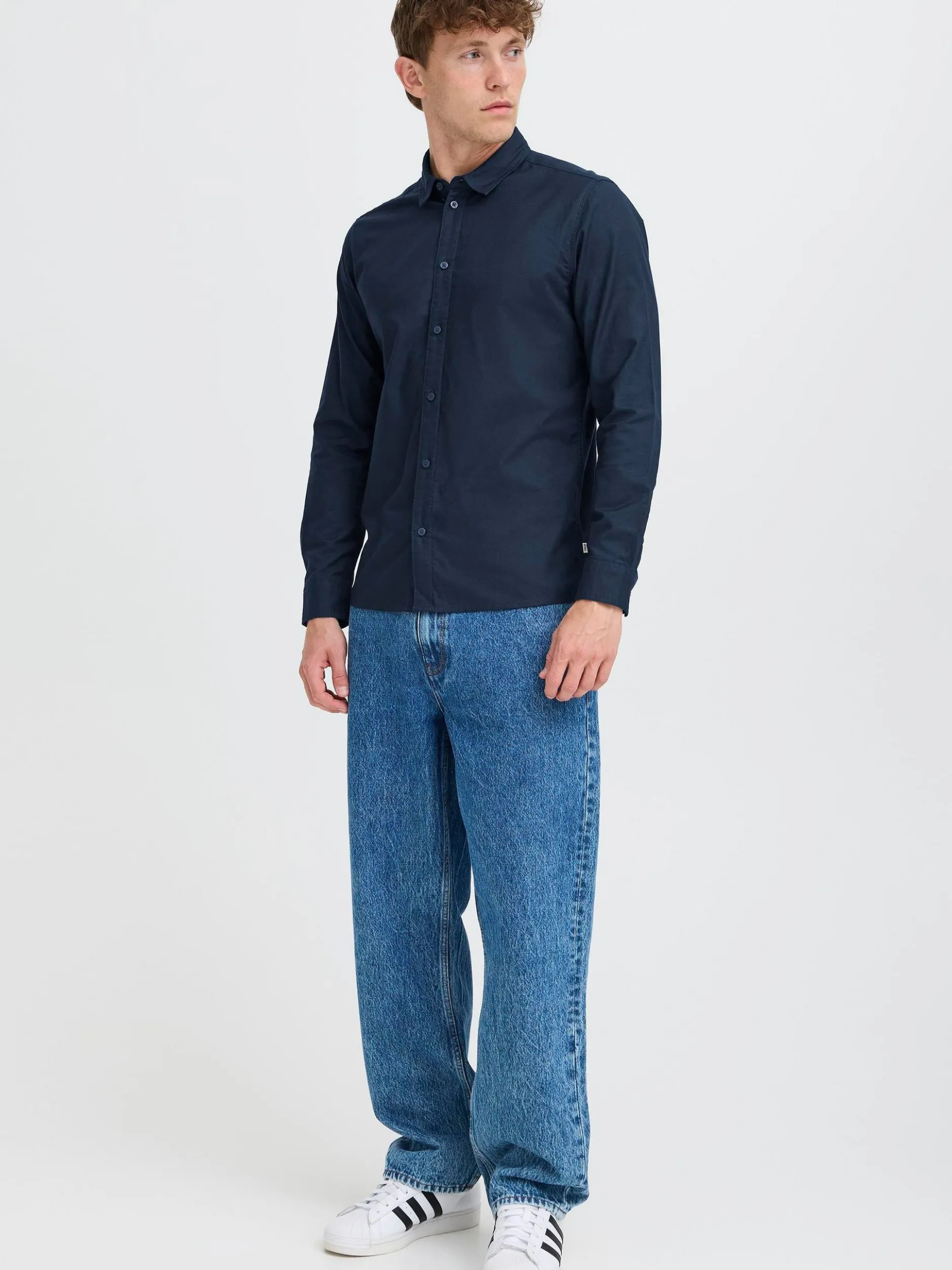 Solid Herren Langarmhemd - SDOlmin in blau