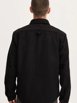 Solid Herren Langarmhemd - SDTam in schwarz