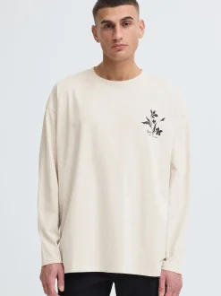 Solid Herren Langarmshirt - SDAmon Oversized in beige