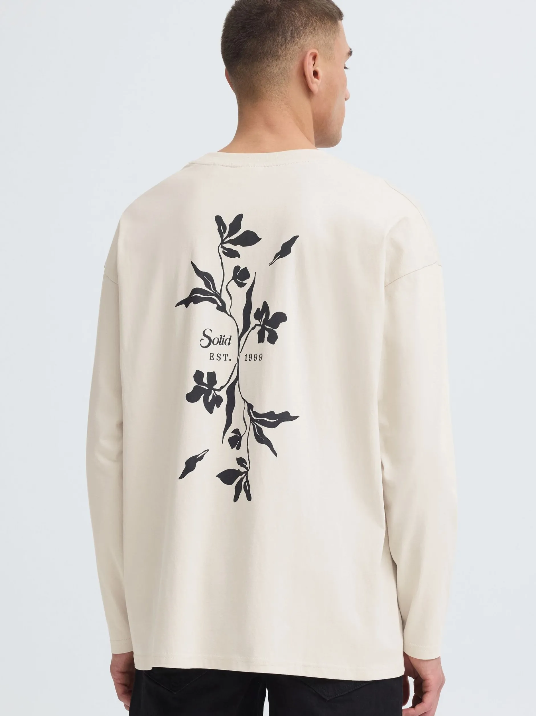 Solid Herren Langarmshirt - SDAmon Oversized in beige