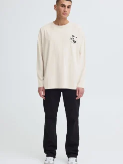 Solid Herren Langarmshirt - SDAmon Oversized in beige