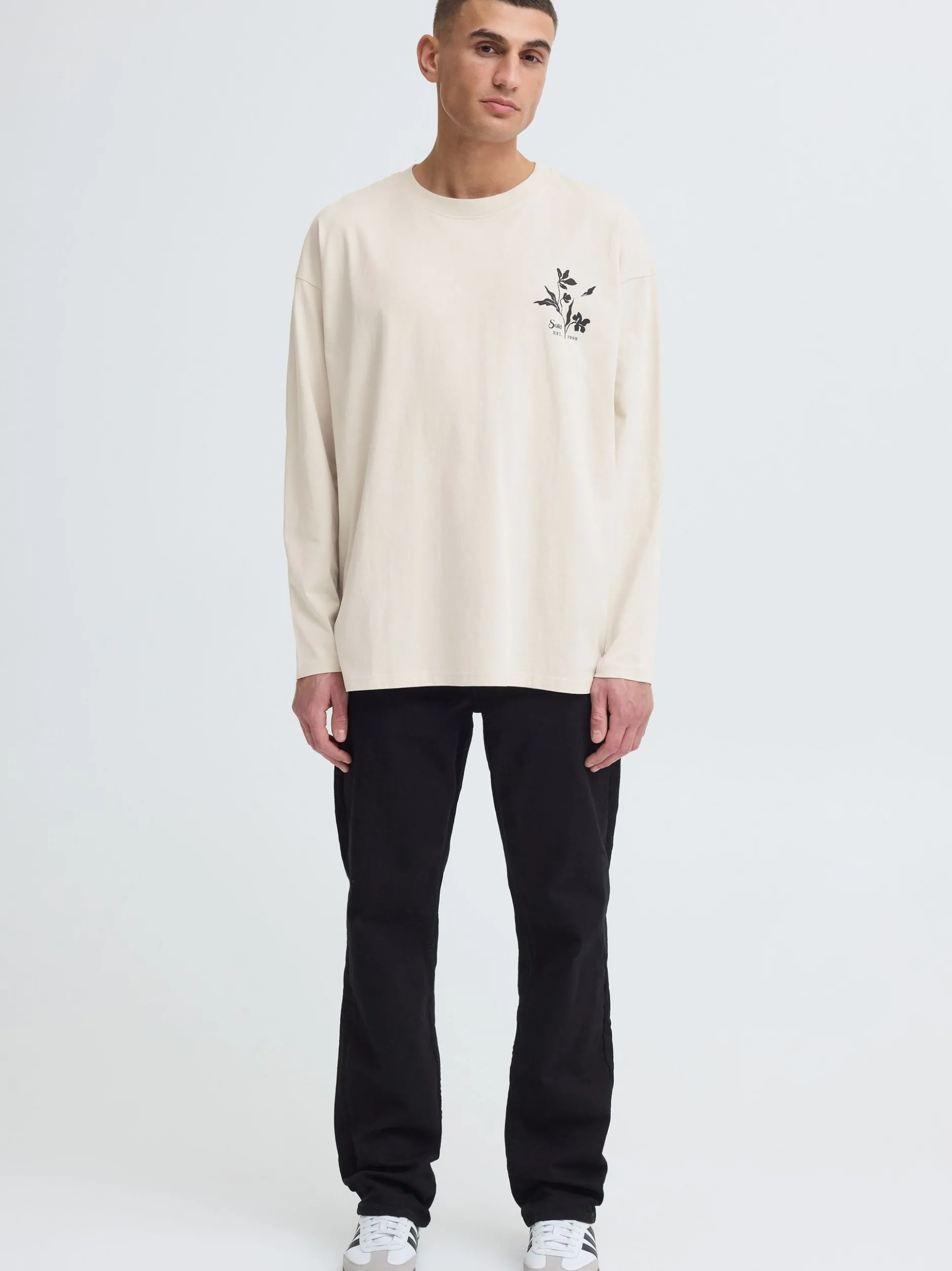 Solid Herren Langarmshirt - SDAmon Oversized in beige