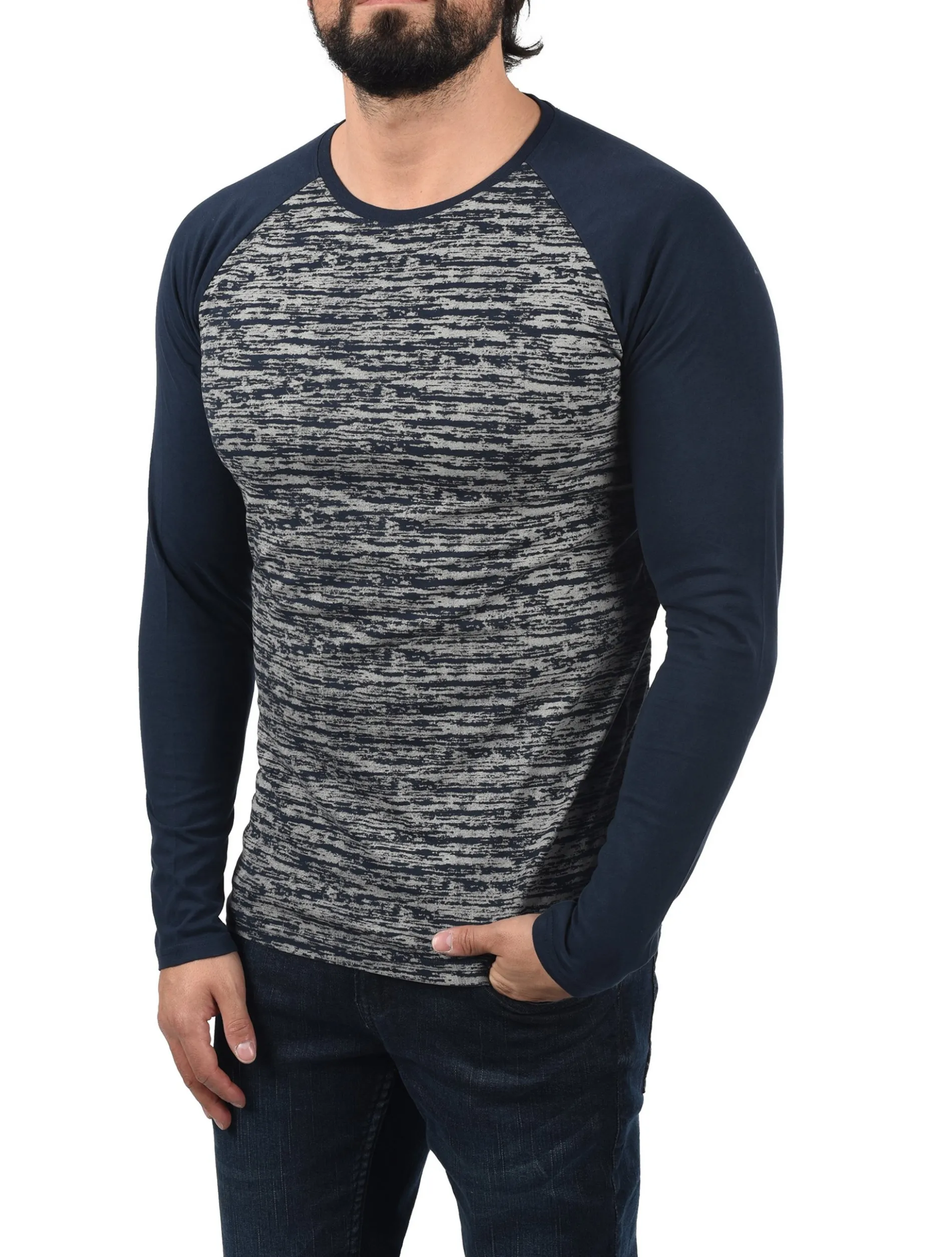 Solid Herren Langarmshirt - SDMevan in blau