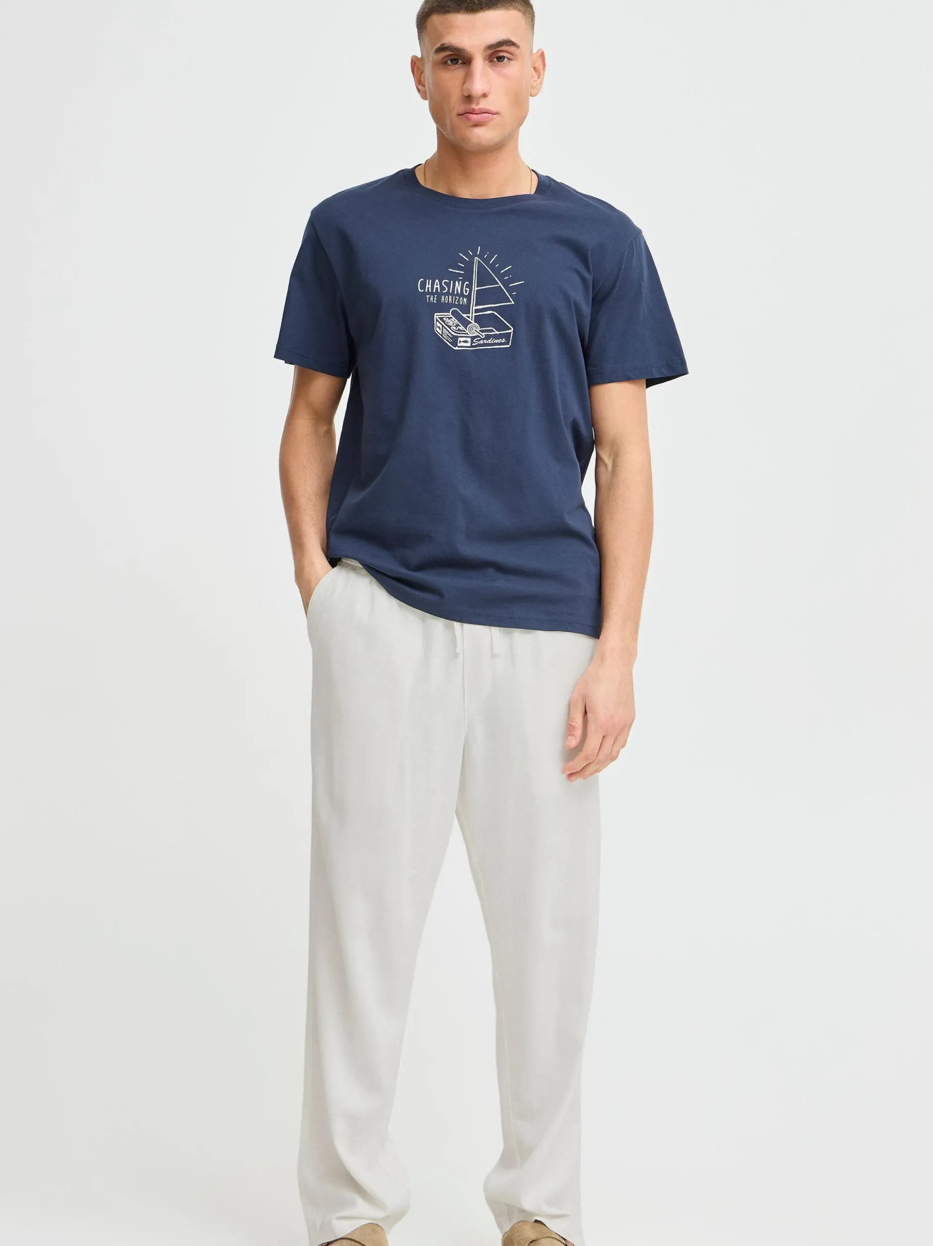 Solid Herren Leinenhose - SDAlann in weiß