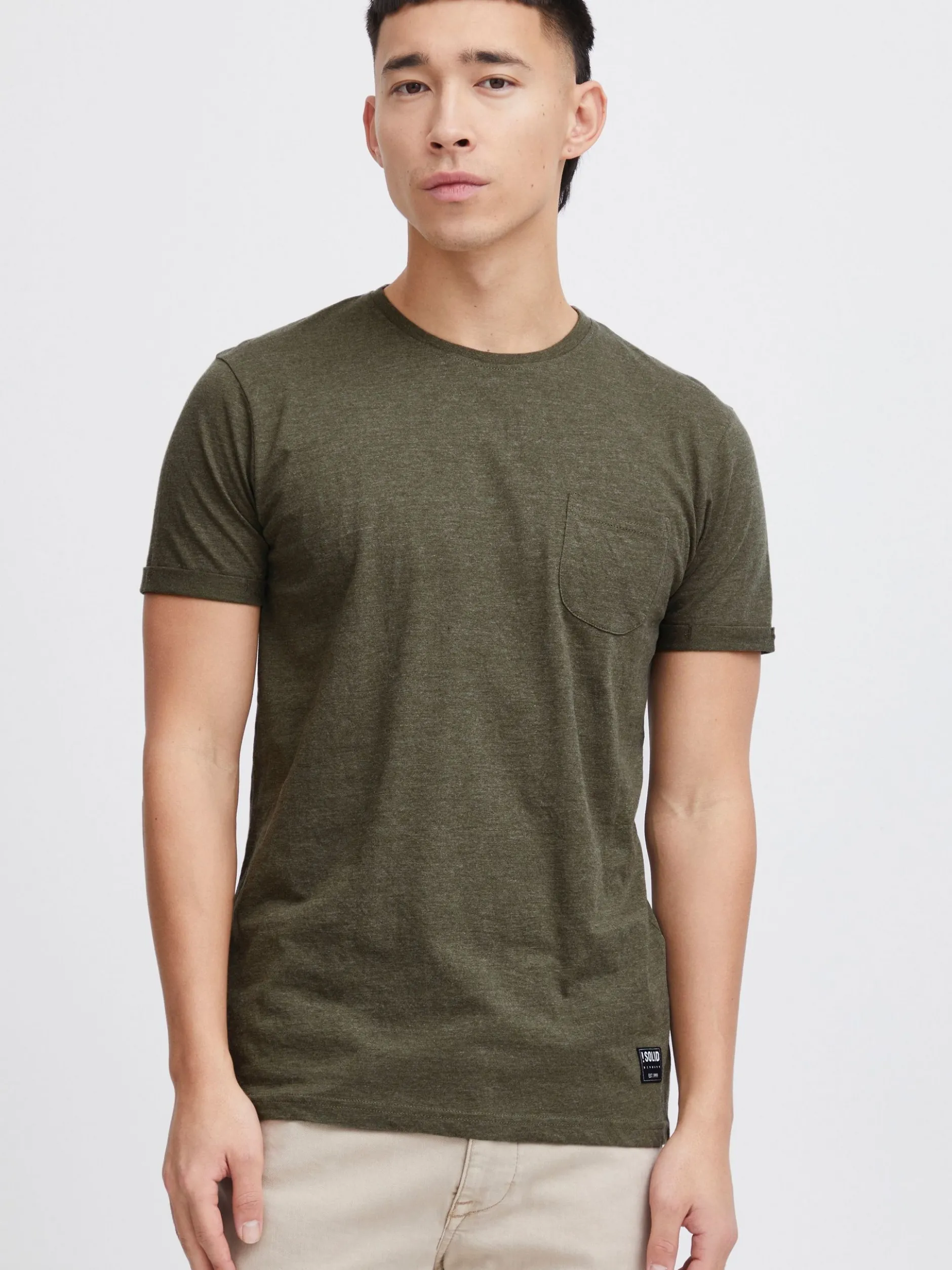 Solid Herren Rundhalsshirt - SDBob in grün