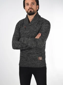 Solid Herren Schalkragenpullover - SDPhil in schwarz