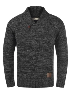 Solid Herren Schalkragenpullover - SDPhil in schwarz