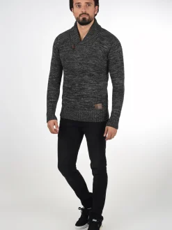 Solid Herren Schalkragenpullover - SDPhil in schwarz