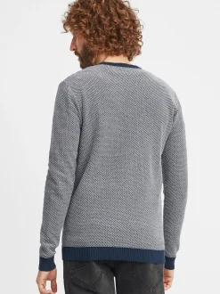 Solid Herren Strickpullover - SDDumon in blau