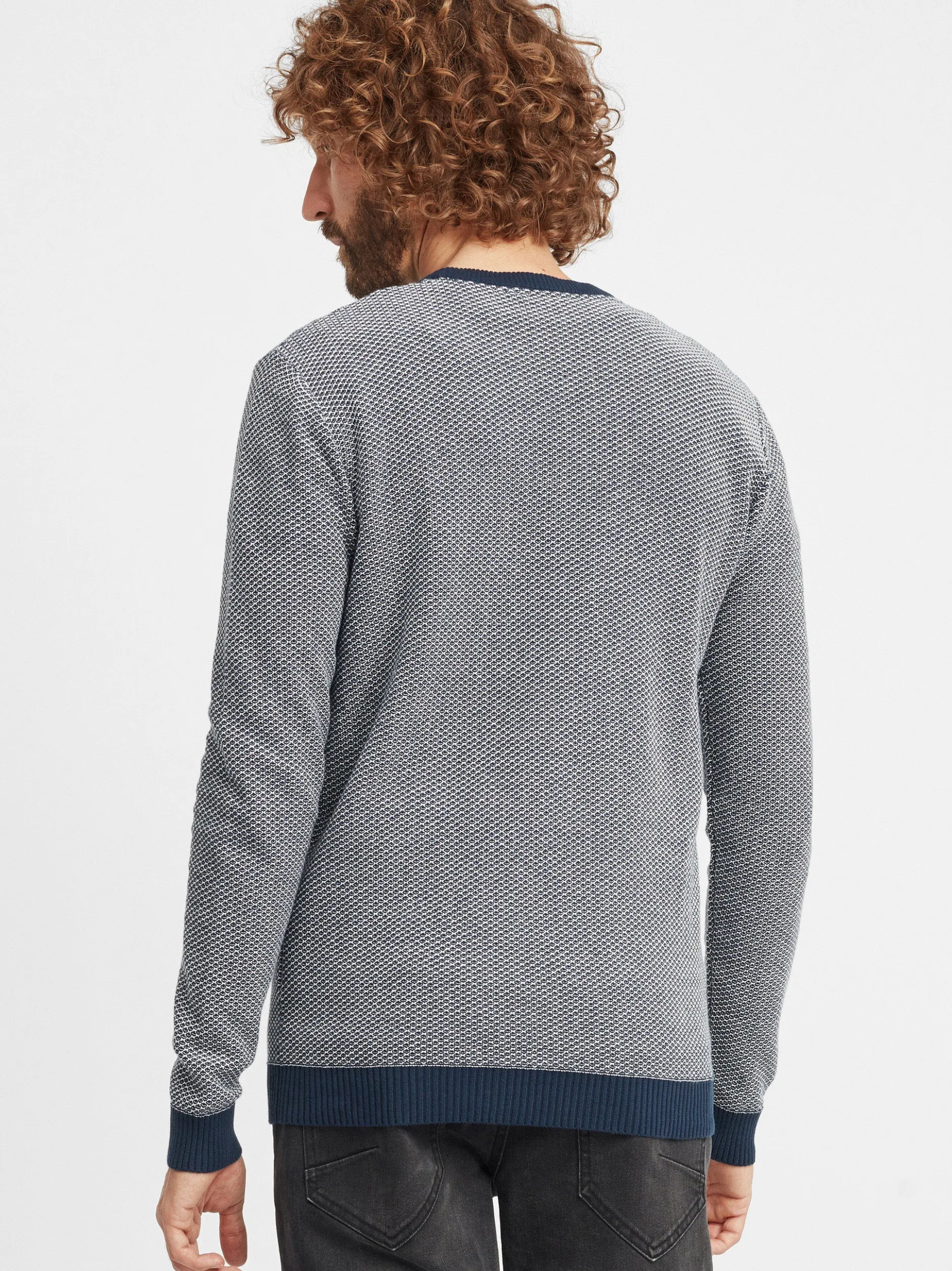 Solid Herren Strickpullover - SDDumon in blau