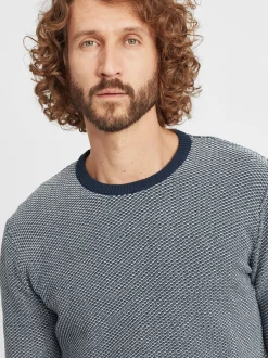 Solid Herren Strickpullover - SDDumon in blau