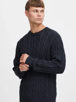 Solid Herren Strickpullover - SDGibril in blau