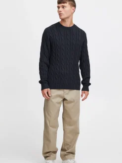 Solid Herren Strickpullover - SDGibril in blau