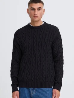 Solid Herren Strickpullover - SDGibril in schwarz