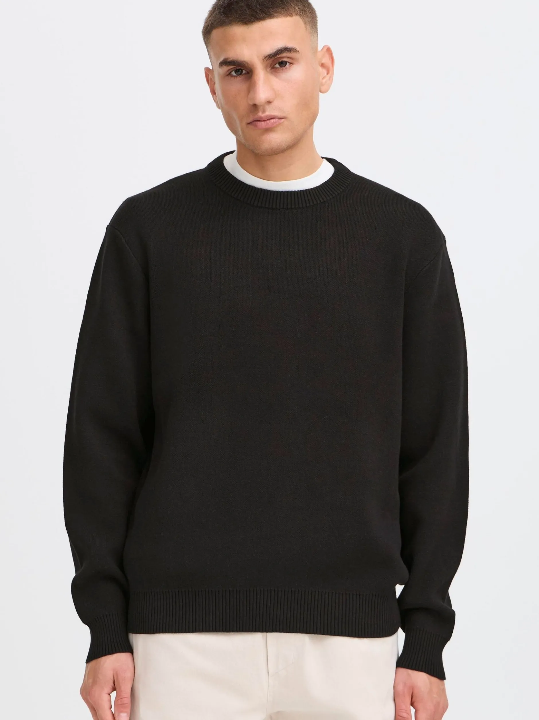 Solid Herren Strickpullover - SDRyker in schwarz