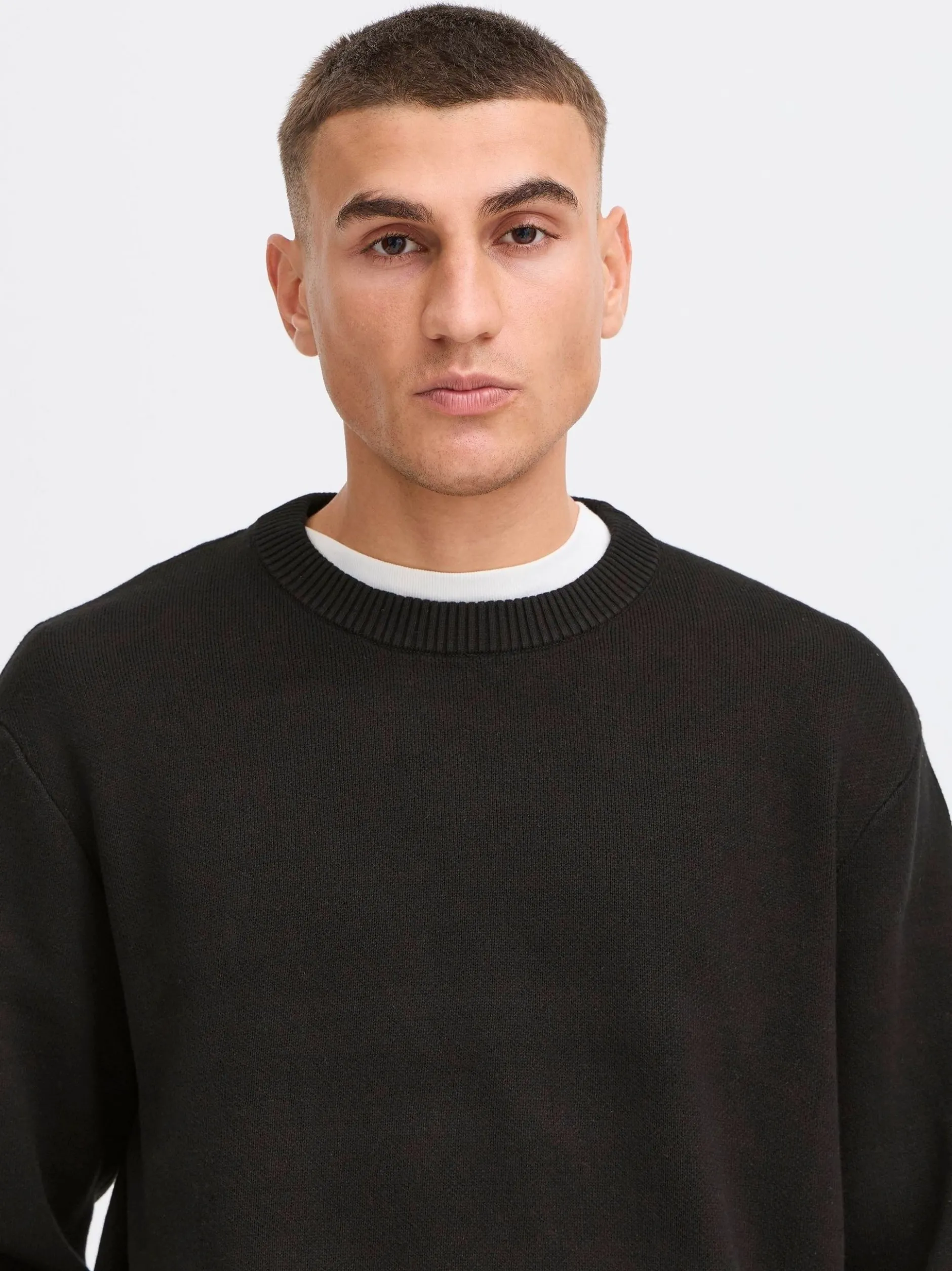 Solid Herren Strickpullover - SDRyker in schwarz