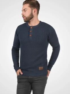 Solid Herren Strickpullover - SDTerrance in blau