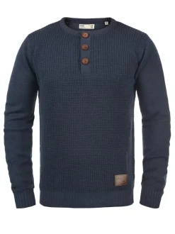 Solid Herren Strickpullover - SDTerrance in blau