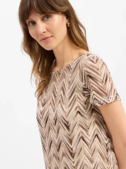 s.Oliver BLACK LABEL Damen Häkelkleid in beige schoko