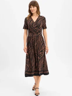 s.Oliver BLACK LABEL Damen Jerseykleid in braun schwarz