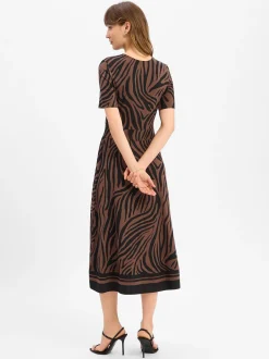 s.Oliver BLACK LABEL Damen Jerseykleid in braun schwarz