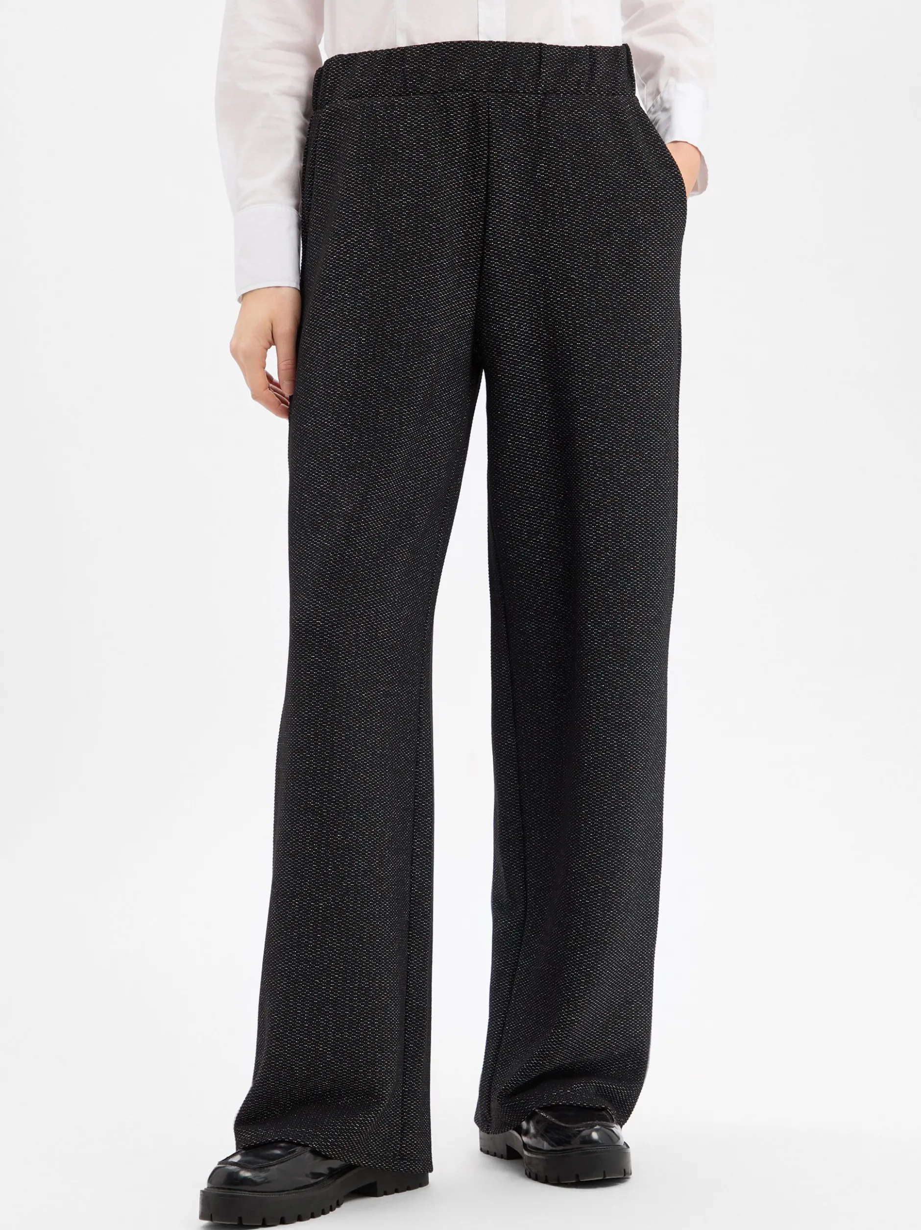 s.Oliver BLACK LABEL Damen Stoffhose in schwarz silber