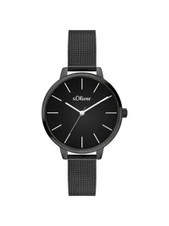 s.Oliver Damen Armbanduhr - Lovely Time in schwarz