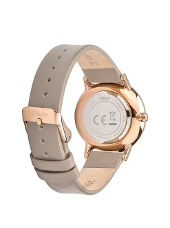 s.Oliver Damen Armbanduhr - Modern Basics in braun