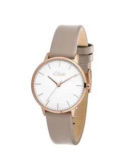 s.Oliver Damen Armbanduhr - Modern Basics in braun