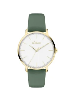 s.Oliver Damen Armbanduhr - Modern Basics in grün