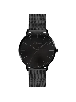 s.Oliver Damen Armbanduhr - Modern Basics in schwarz