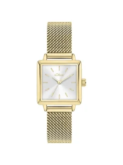 s.Oliver Damen Armbanduhr - Square Time in gold